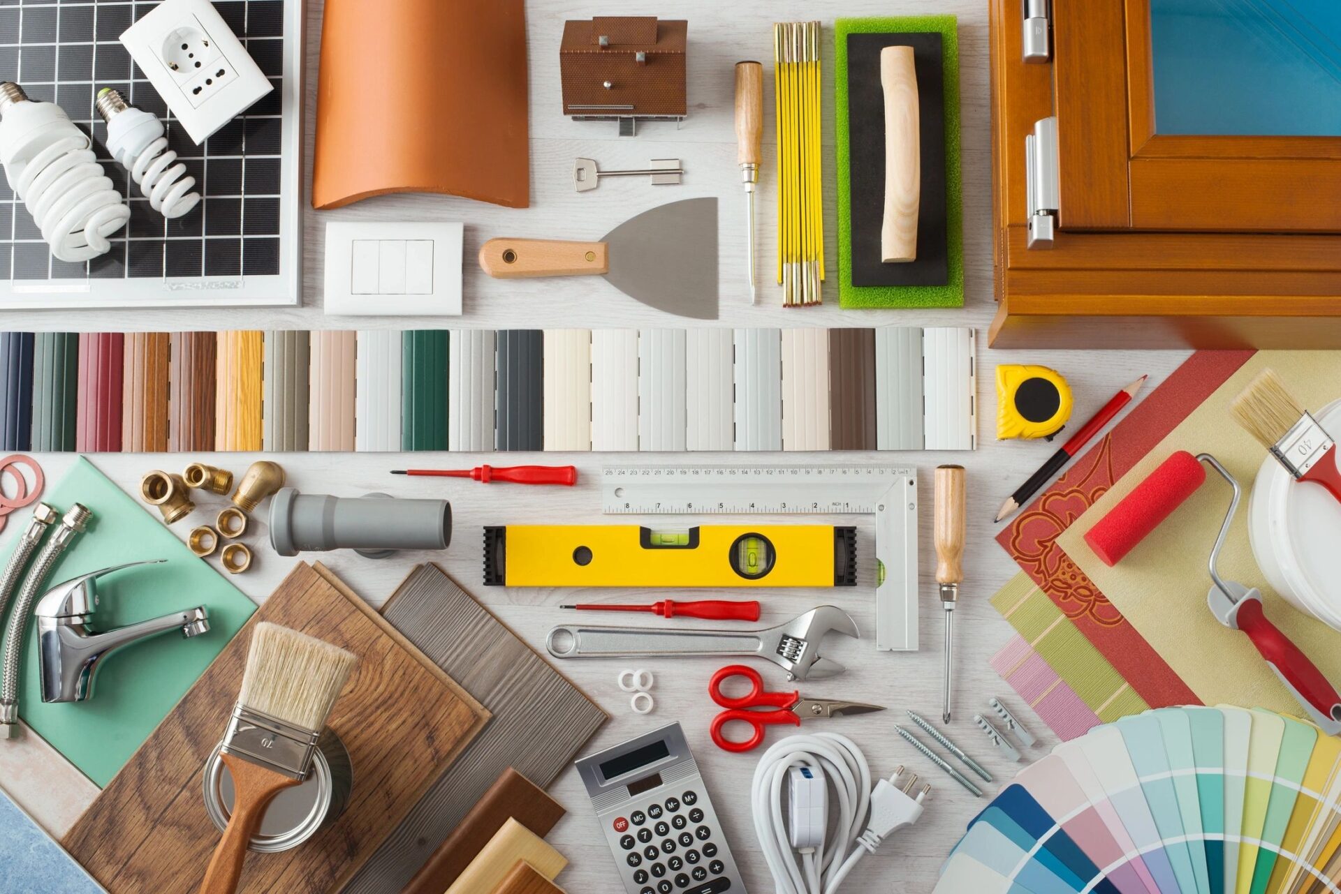 A table with many different tools and materials