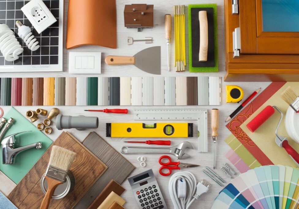 A table with many different tools and materials